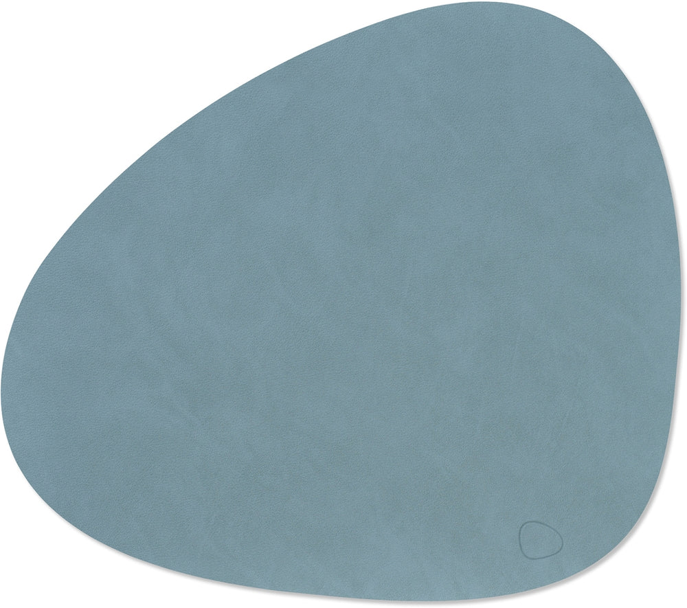 LIND DNA Placemats Nupo - Leather - Light Blue - Curved - 44 x 37 cm - 2 pieces