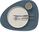 LIND DNA Placemats Nupo - Leather - Dark Blue - Curved - 44 x 37 cm - 2 pieces