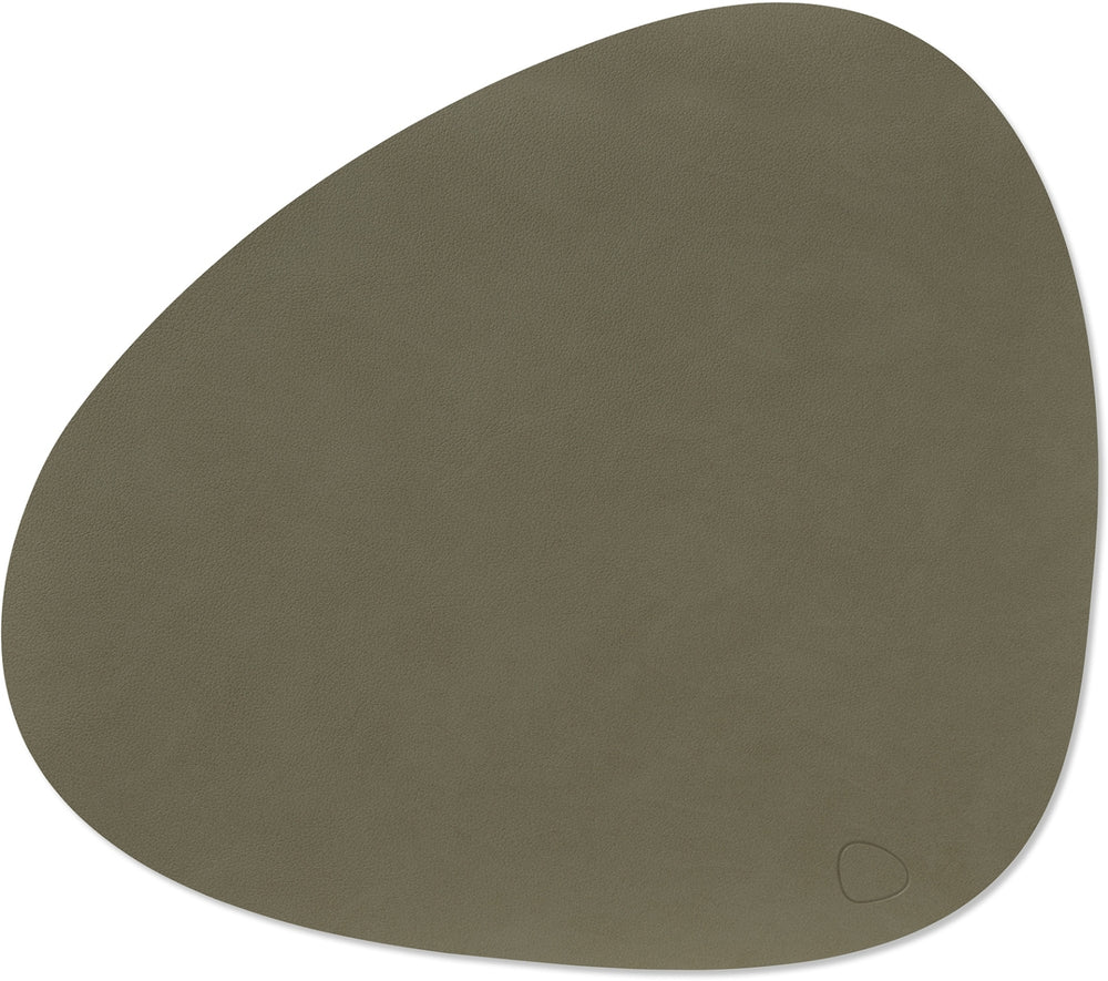 LIND DNA Placemats Nupo - Leather - Army Green - Curved - 44 x 37 cm - 2 Pieces