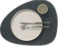 LIND DNA Placemats Hippo - Leather - Black Anthracite - Curved - 44 x 37 cm - 2 Pieces