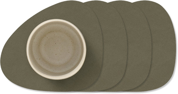 LIND DNA Posavasos Nupo - Cuero - Verde Ejército - 13 x 11 cm - 4 piezas