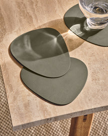 LIND DNA Posavasos Nupo - Cuero - Verde Ejército - 13 x 11 cm - 4 piezas