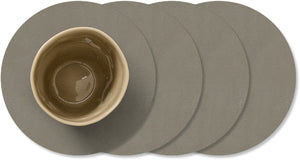 LIND DNA Posavasos Nupo - Cuero - Gris pedernal - ø 10 cm - 4 unidades