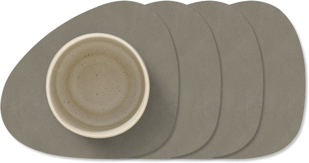 LIND DNA Posavasos Nupo - Cuero - Gris Flint - 13 x 11 cm - 4 piezas