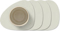 LIND DNA Coasters Nupo - Leather - Linen - 13 x 11 cm - 4 pieces