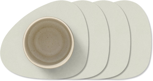 LIND DNA Posavasos Nupo - Cuero - Lino - 13 x 11 cm - 4 piezas