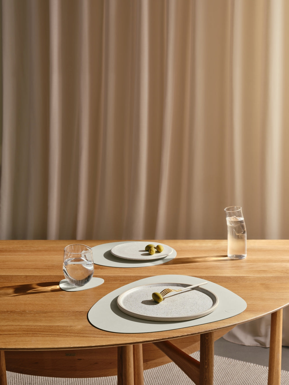 LIND DNA Coasters Nupo - Leather - Linen - 13 x 11 cm - 4 pieces