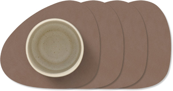 LIND DNA Posavasos Nupo - Cuero - Trufa - 13 x 11 cm - 4 Piezas
