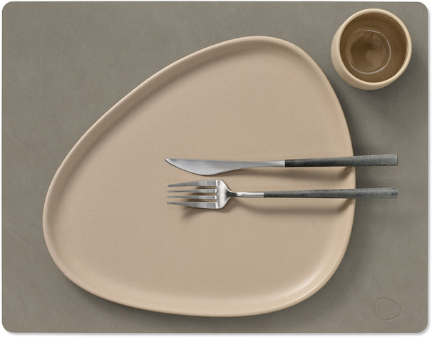 LIND DNA Manteles individuales Nupo - Cuero - Gris Flint - 45 x 35 cm - 2 piezas