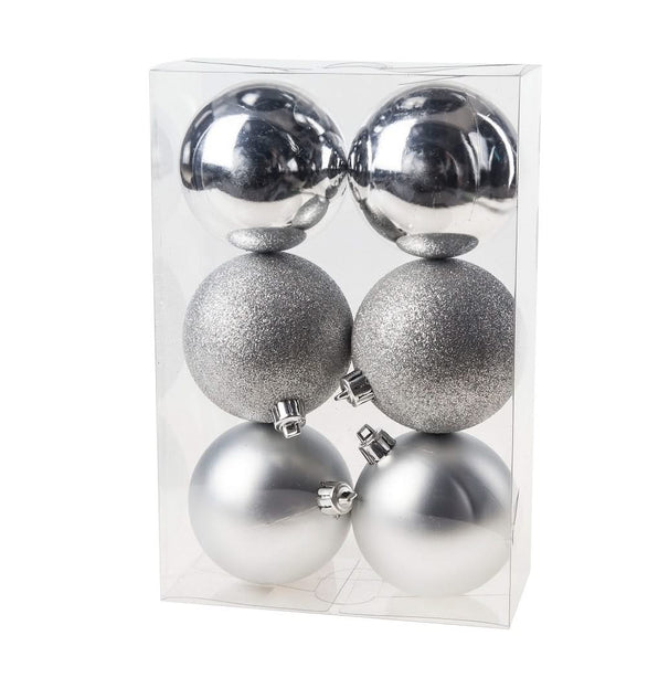 Bolas de Navidad Cosy @Home Plata ø 8 cm - 6 unidades