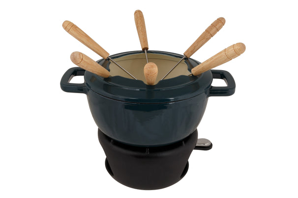 Set de fondue Cosy & Trendy Fontestic Hierro fundido Garza verde - Ø 18 cm
