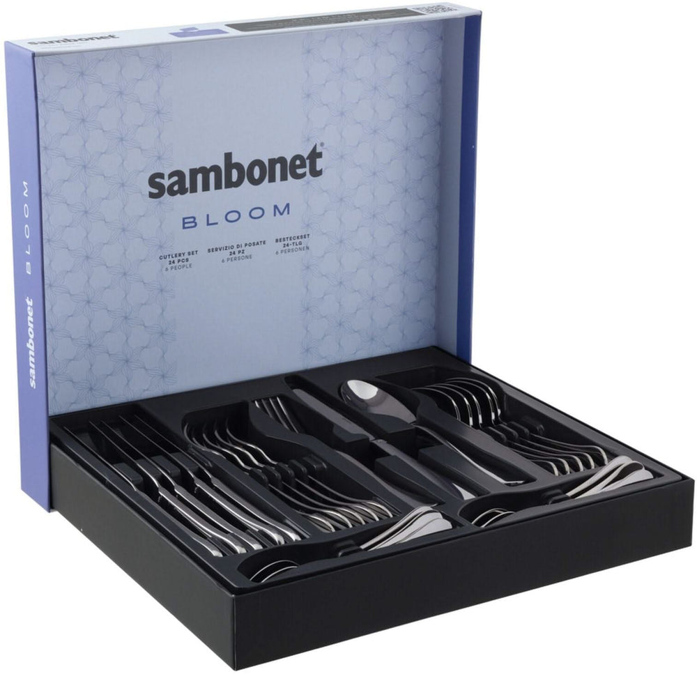 Sambonet Set de cubiertos Bloom - RVS - Monoblock - 24 delig / 6 personas