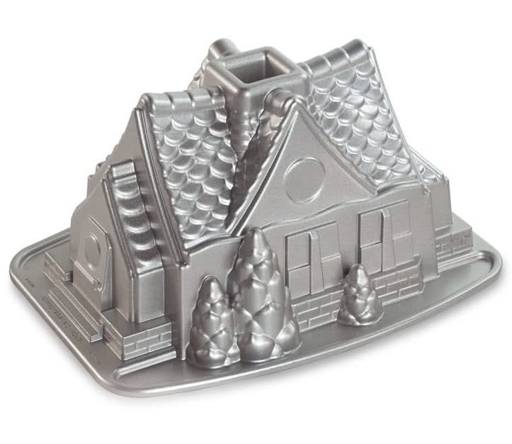 Nordic Ware Bundt Pan Gingerbread House Silver - Cast Aluminum - 26 x 20 cm
