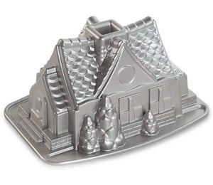 Nordic Ware Bundt Pan Gingerbread House Silver - Cast Aluminum - 26 x 20 cm