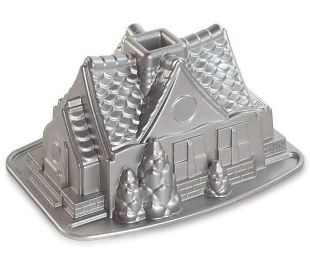 Nordic Ware Bundt Pan Gingerbread House Silver - Cast Aluminum - 26 x 20 cm
