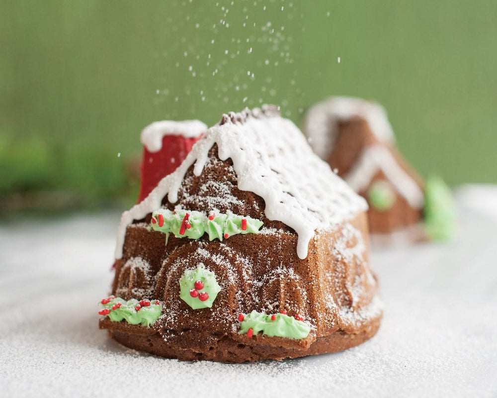 Nordic Ware Cake Pan Gingerbread House Duet Silver - Cast Aluminum - 32 x 17 cm