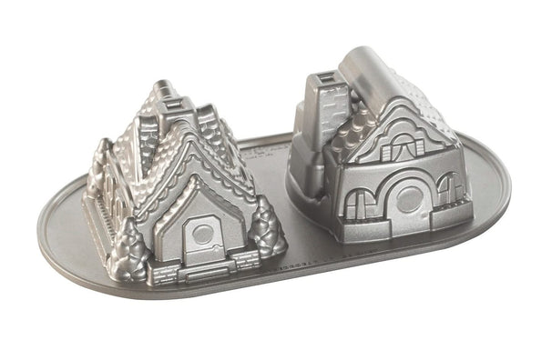 Nordic Ware Cake Pan Gingerbread House Duet Silver - Cast Aluminum - 32 x 17 cm