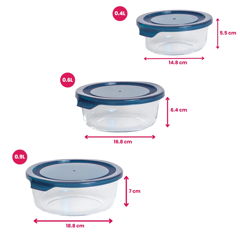 Sareva Glass Baking Dishes / Food Storage Container Cook & Fresh - Round - 3-piece