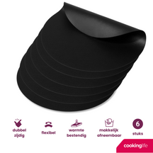 Cookinglife Placemats - Vegan leather - Black - ø 38 cm - 6 pieces