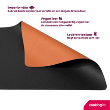 Cookinglife Placemats - Double-sided - Vegan leather - Cognac / Black 46 x 33 cm - 6 pieces
