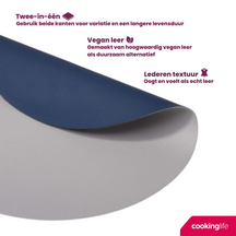 Cookinglife Placemats - Double-sided - Vegan leather - Grey / Blue ø 38 cm - 6 pieces