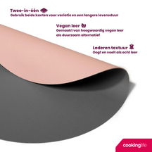 Cookinglife Placemats - Double-sided - Vegan leather - Grey / Pink ø 38 cm - 6 pieces