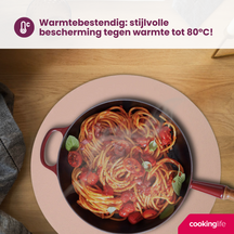 Cookinglife Placemats - Double-sided - Vegan leather - Grey / Pink ø 38 cm - 6 pieces