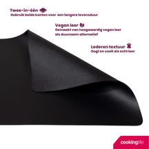 Cookinglife 6 Placemats + 6 Coasters - Vegan leather - Black - 12 pieces