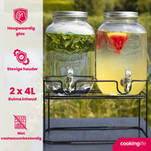 Cookinglife Double Drink Dispenser - with holder - 2 x 4 liters