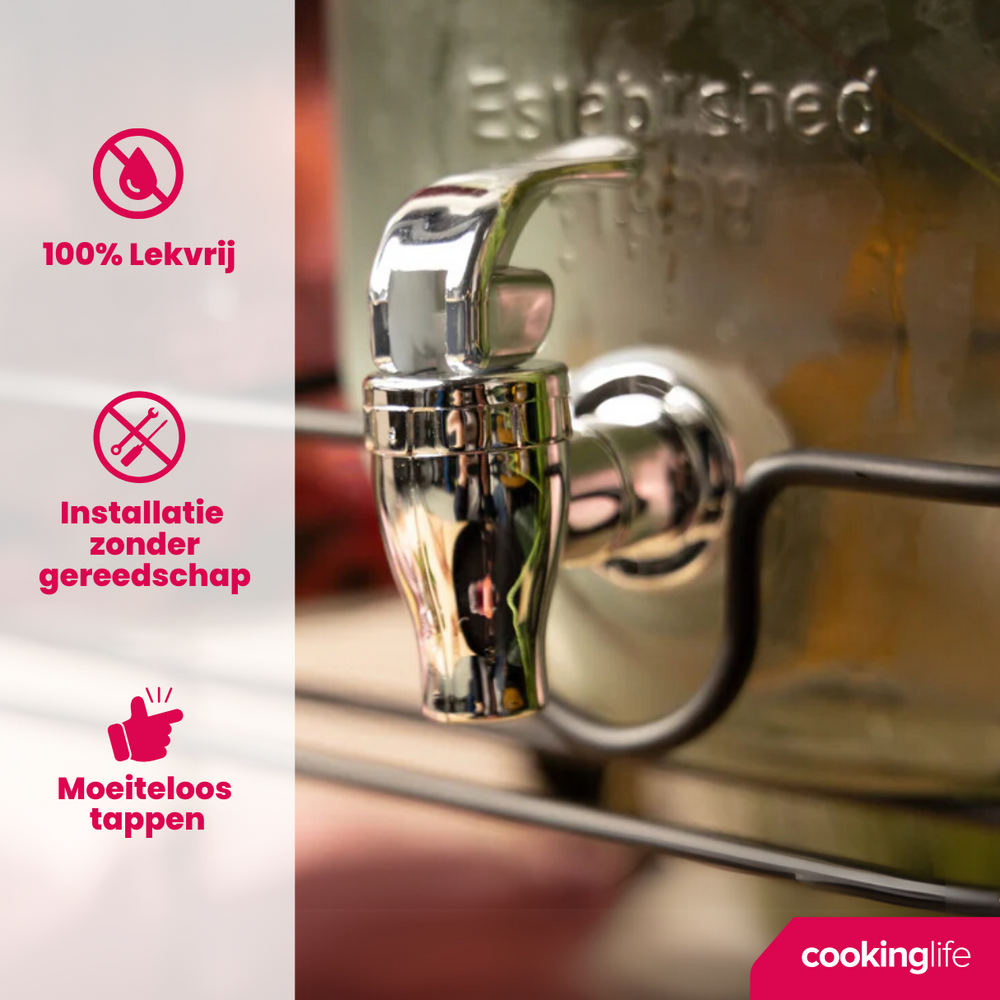 Cookinglife Double Drink Dispenser - with holder - 2 x 4 liters