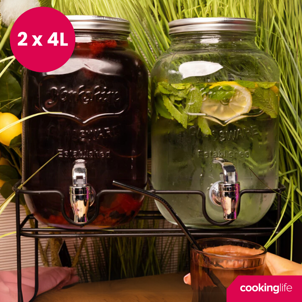 Cookinglife Double Drink Dispenser - with holder - 2 x 4 liters