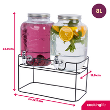 Cookinglife Double Drink Dispenser - with holder - 2 x 4 liters