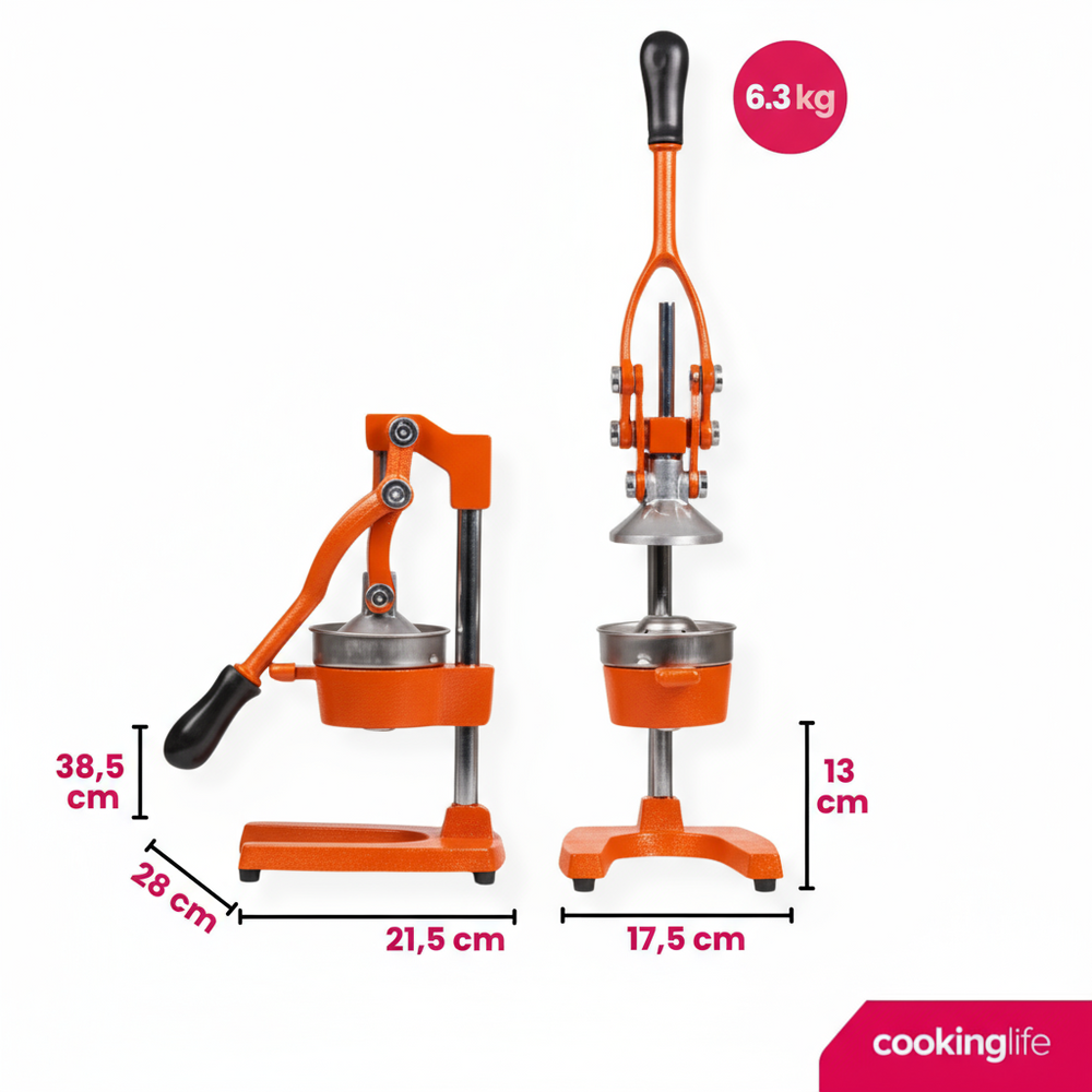 Cookinglife Citrus Juicer - Cast Iron - Lever Model - Orange