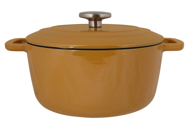 Cazuela con tapa Cosy & Trendy Fontestic Hierro fundido Ámbar Oro Ø 28 cm / 6.8 litros - capa antiadherente esmaltada