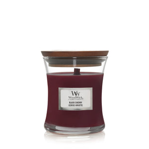 WoodWick Vela aromática Mini Black Cherry - 8 cm / ø 7 cm - Vela en vaso - Mecha de madera