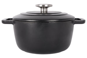 Olla para asar con tapa Fontestic de hierro fundido negro Ø 20 cm / 2.7 litros - capa antiadherente esmaltada