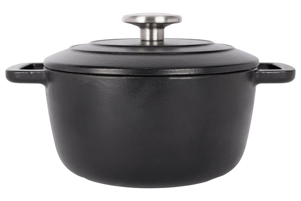 Olla para asar con tapa Fontestic de hierro fundido negro Ø 20 cm / 2.7 litros - capa antiadherente esmaltada