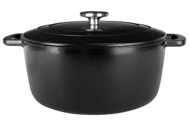 Olla para asar con tapa Fontestic de hierro fundido negro Ø 24 cm / 4.6 litros - capa antiadherente esmaltada