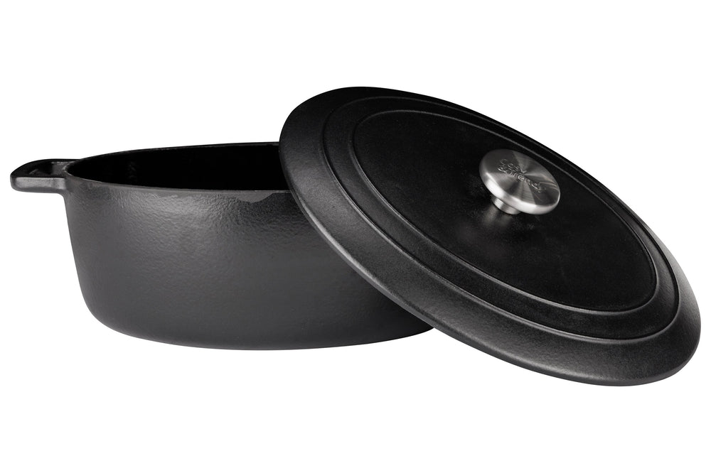 Cosy & Trendy Braadpan met deksel Fontestic Gietijzer Black Ovaal - 31 x 24 cm / 6 Liter - open