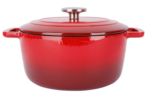 Olla para asar con tapa Fontestic de hierro fundido rojo tradicional Ø 24 cm / 4.6 litros - capa antiadherente esmaltada