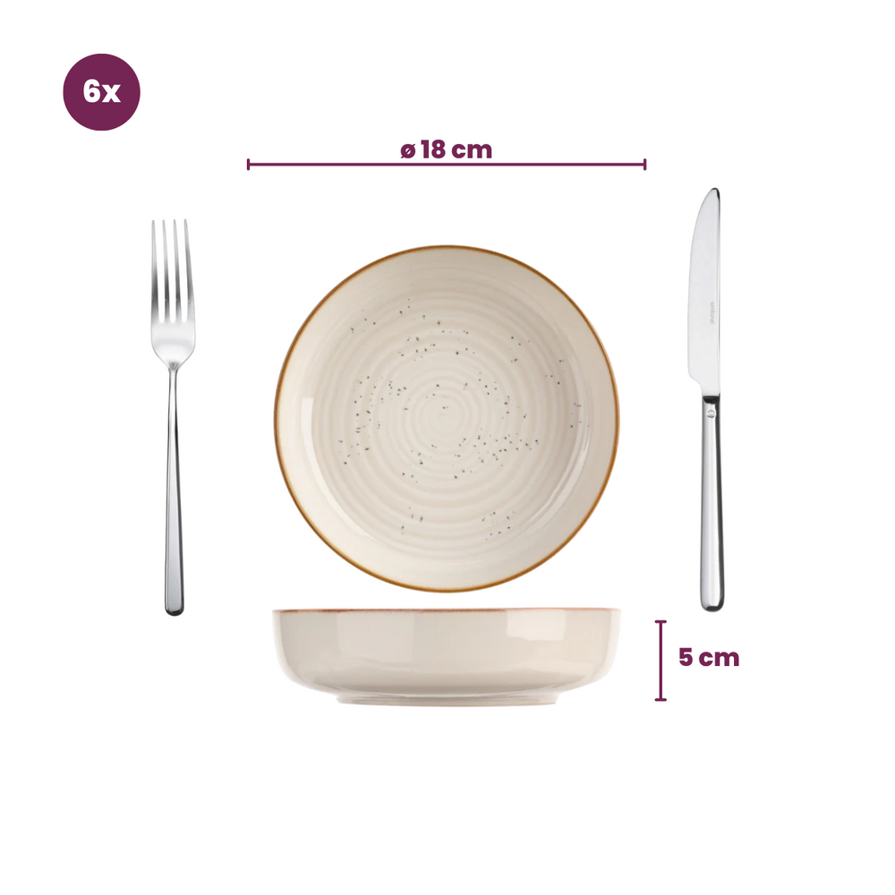 Cosy & Trendy Deep Plates Baltic Vanilla ø 18 cm - 6 pieces
