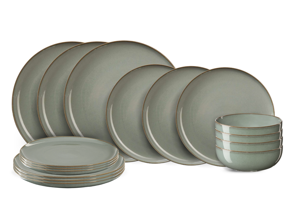 Set de vajilla ASA Selection Saisons - Eucalipto 18 piezas / 6 personas - 6 platos llanos, 6 cuencos y 6 platos de desayuno