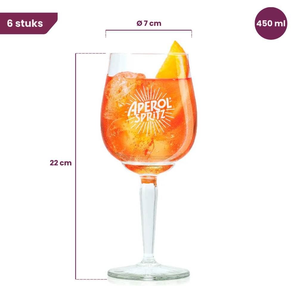 Aperol Spritz Glasses - 450 ml - Official Glass - 6 pieces