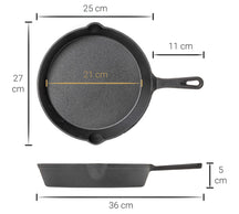 Blackwell Pan set cast iron – frying pan Ø 25 cm and grill pan 23 x 23 cm – suitable for all heat sources –  without non-stick coating 