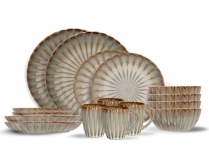 Juego de vajilla Cosy & Trendy Astera Pearl 16 piezas / 4 personas - 4 platos de cena, 4 platos de desayuno, 4 cuencos y 4 tazas