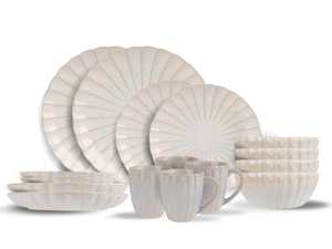 Juego de vajilla Cosy & Trendy Astera Pure 16 piezas / 4 personas - 4 platos de cena, 4 platos de desayuno, 4 cuencos y 4 tazas