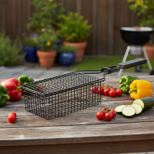 Cookinglife Cesta para Parrilla BBQ Fire & Flavour 24 x 14 x 9 cm - Metal Antiadherente