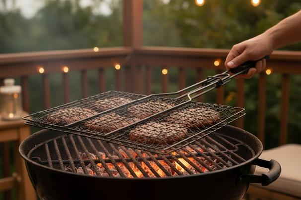 Cookinglife Parrilla para Hamburguesas BBQ Fire & Flavour 32.5 x 22 cm - Metal Antiadherente