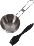 Cookinglife Cazo para Salsa BBQ Fire & Flavour Acero Inoxidable ø 11.5 cm - Incluye Pincel de Silicona Negro