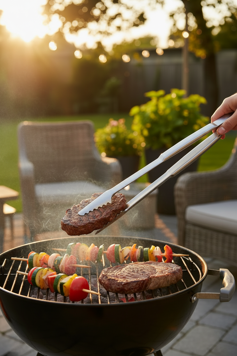 Cookinglife BBQ Tongs Fire & Flavour Stainless Steel 43 cm - Grill tongs for Meat and Vegetables